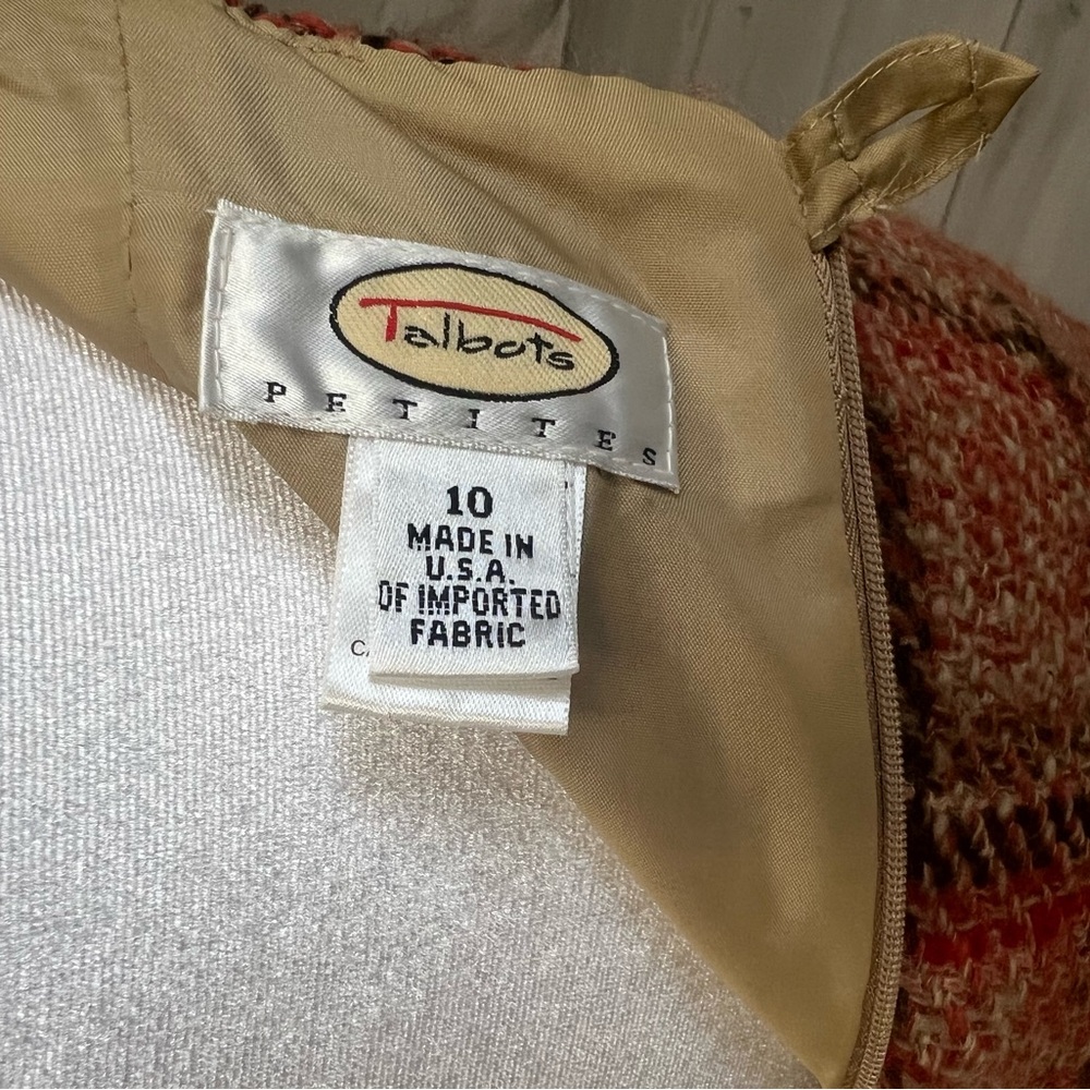 Talbots Plaid Wool Pencil Skirt Red Brown Preppy Classic Sz 10 - Picture 6 of 8